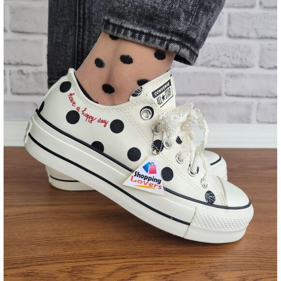 ❤️Chuck Taylor All Star Lift Platform Polka Dots 7.5 Women Shoes Sneaker A10689C - Picture 8 of 16